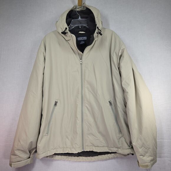 Lands' End Other - Lands End Jacket Mens Large Khaki Tan Beige Hood Fleece Lined Gorpcore Preppy